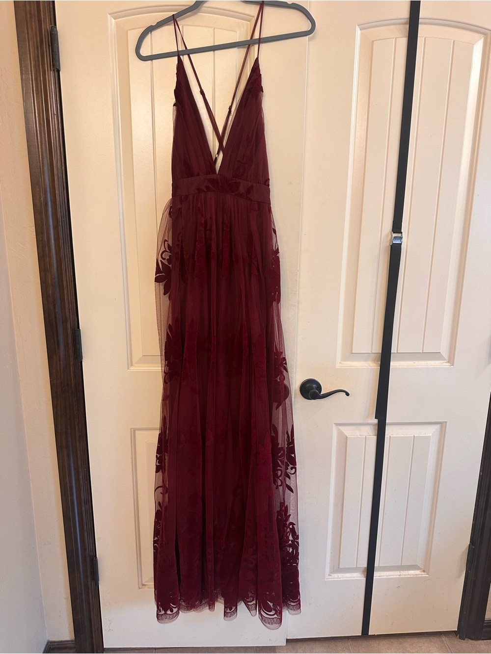 Windsor Burgundy Floral Mesh Maxi Dress